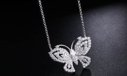 Crystal Adjustable Butterfly Necklace Made with Swarovski Elements