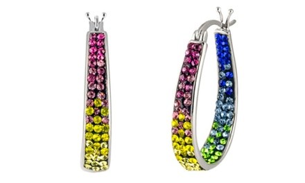 Inside Out Rainbow Hoops made with Swarovski Elements