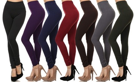 Women's High-Waist Leggings with Wide Waistband. Plus Sizes Available.