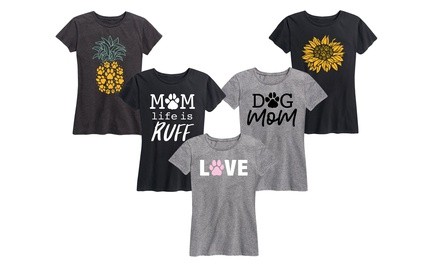 Instant Message Women's Dog Mom Life is Ruff Tee. Plus Sizes Available