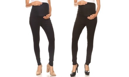 JVINI Women's Maternity Super Stretchy Over-Bump Jeggings. Plus Sizes Available.