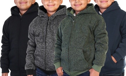 Kids' Full-Zip Sherpa-Lined Hoodie Jackets with Pockets