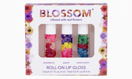 Blossom Real-Flower-Infused Mini Lip Gloss Gift Set (3-Piece)