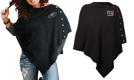 Little Earth NFL Women's Blackout Knit Button Poncho