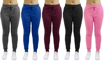 Galaxy By Harvic Women's Heavyweight Fleece-Lined Joggers (2-Pack) Plus Sizes Available.