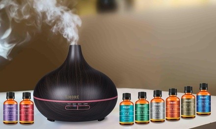 Amore Aromatherapy Ultrasonic Diffuser with Essential Oil Gift Set (9-Piece)