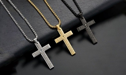 Stainless Steel Lord's Prayer Cross Necklace