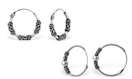 Sterling Silver Endless Hoop Earrings by Verona (1 or 2 Pairs)