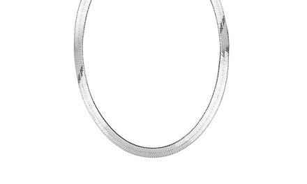 Nina & Grace Herringbone Chain Necklace in Silvertone