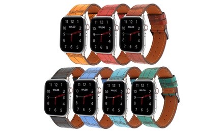 Bamboo-Textured Leather Band for Apple Watch Series 1, 2, 3, 4, and 5