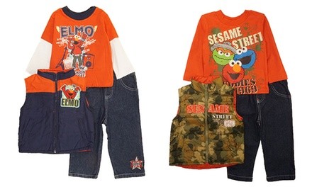 Sesame Street Boys Infant and Toddler Vest and Pants (3-Piece Set)