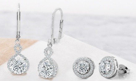 Infinity Crystal Drop and Halo Stud Earrings Made with Swarovski Elements (2-Pack)