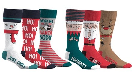 Gertex Men's Fun and Festive Christmas Holiday Crew Socks (6-Pack)