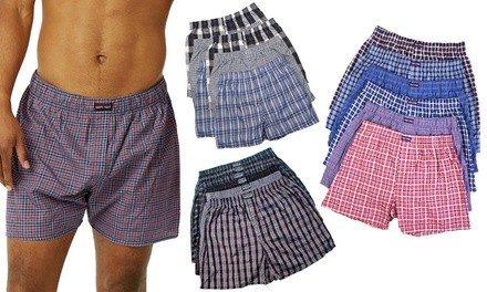 Men's Woven Cotton-Blend Boxers (6-Pack; S-2XL)