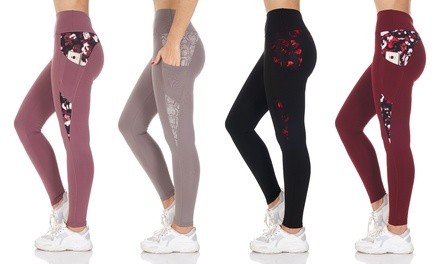 4-Pack of BSP Women's High-Waist Active Full-Length Leggings with Pockets