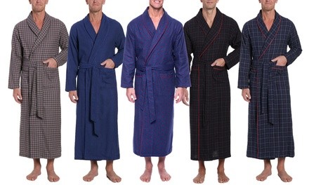 Twin Boat Men's 100% Cotton Flannel Long Robe