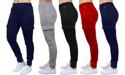 Women's Loose-Fit Fleece-Lined Cargo Joggers (3-Pack)