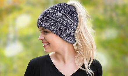 Women's Soft Knit Ponytail Hat 