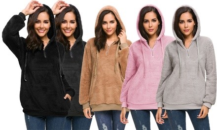 Women's Plush Fleece Hoodie with Pockets