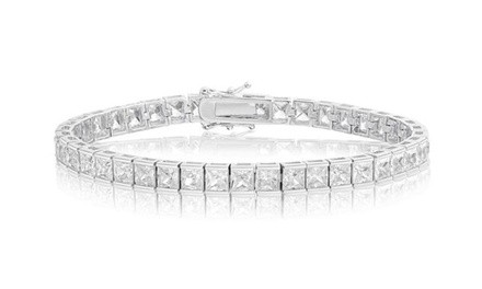 10.00 CTTW Cubic Zirconia Princess Cut Tennis Bracelet in Solid Sterling Silver by Mina Bloom