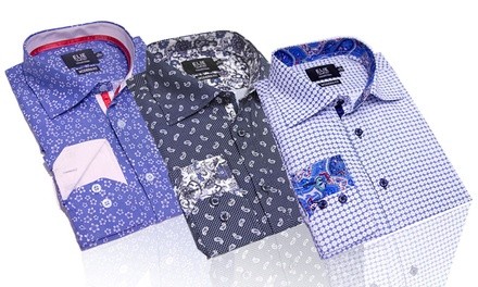 Elie Balleh Men's Slim Fit Patterned Button-Down Shirts. Extended Sizes Available.