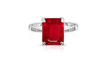 4.00 CTTW Lab Created Ruby Sterling Silver Ring by Valencia Gems