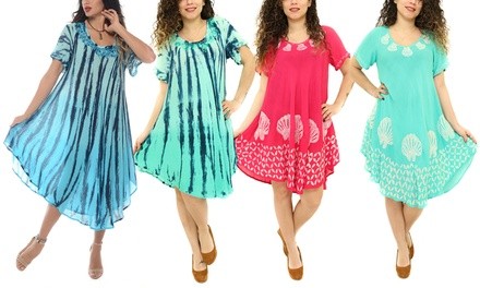 Shoreline Women's Short-Sleeve Tie-Dye Dresses. Plus Sizes Available.