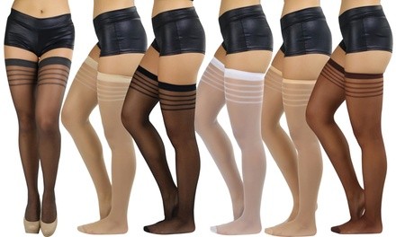 Women's Striped-Top Thigh-High Stockings (6-Pack) 