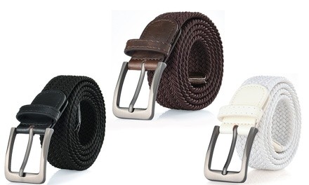 Gallery Seven Men's Braided Fabric Casual Stretch Belt