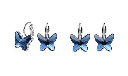 Crystal Butterfly Leverback Huggie Earrings made with Swarovski Elements