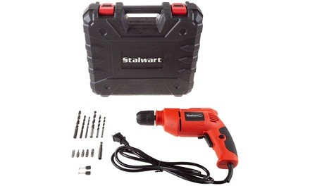 Stalwart Electric Power Drill with Case and Accessories