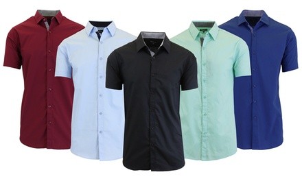 Galaxy by Harvic Men's Short Sleeve Slim-Fit Casual Dress Shirt (4-Pack; S-3XL)