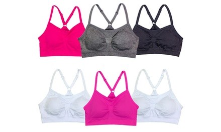 Cover Girl Big Girls' Cotton Ruched Racerback Training Bras (6-Pack)