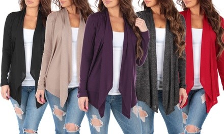 Women's Hacci Draped Cardigan. Plus Sizes Available. (2-Pack)