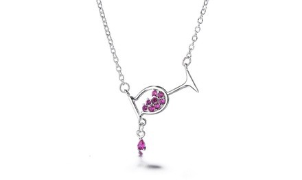 Amethyst & Sterling Silver Rosé Wine Glass Pendant Necklace by DreamGem