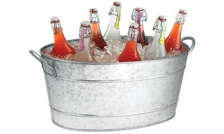 Tablecraft HBT1914 Oval Beverage Tub, Steel, Silver