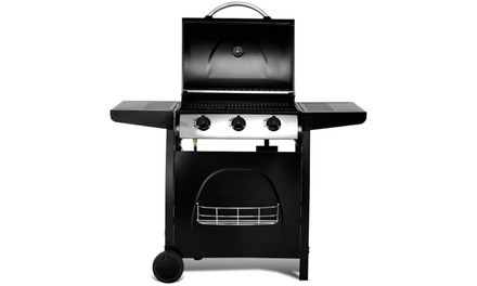 3-Burner Liquid Propane Gas BBQ Grill Backyard Barbecue Outdoor Black Casters