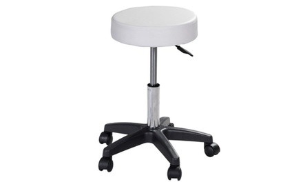 White Adjustable Hydraulic Rolling Chair Stool