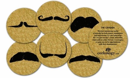 Corkology Mustaches Coaster Set