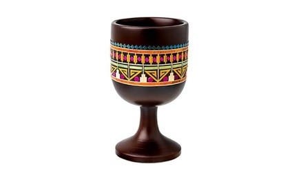 Unique Pharonic Wood Passover Brown  Elijahs Cup with colorful straws 6