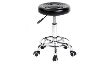 Round Stool with Lines Rotation Bar Stool Black