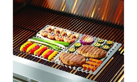 New Dual-Sided Barbecue Sheet Perfect Cooking Grids Grill &out of the Fire