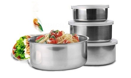 Stainless Steel Storage Bowl Set with Clear Lid Single Wall Bowls