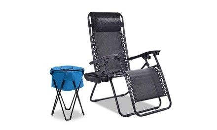 Zero Gravity Chair w/Ice Cooler Bag Outdoor Patio