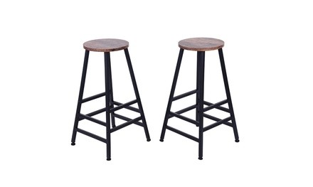 Metal Bar Stools Set of 2 28 Inch Height Barstool Indoor Outdoor Chair Bar Stool