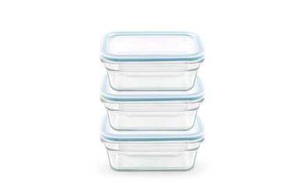 Glasslock Rectangular Food Storage 3 Container Set (3.5cups/828ml)