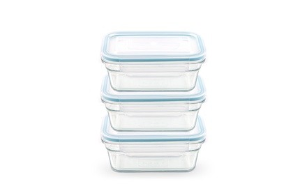 Glasslock Rectangular Food Storage 3 Container Set (3.5cups/828ml)