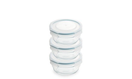 Glasslock Round Food Storage 3 Container Set (1.6cups/378ml)