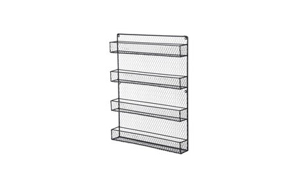 4-Layer Black Wall-Mounted Spice Rack For Cabinet Sideboard Doors DZT