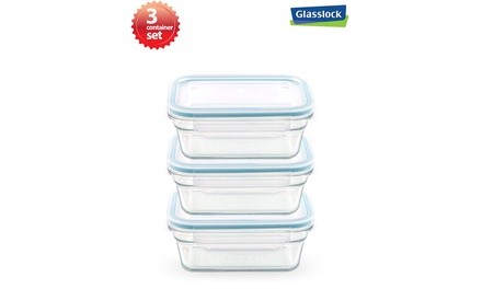 Glasslock Rectangular Food Storage 3 Container Set (1.6cups/378ml)